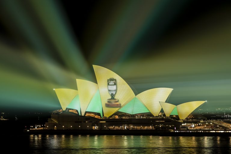 Ashes Celebrations Projected on the Sydney Opera House
